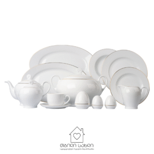 სადილის ნაკრები - კლასიკი ოქროსფერი კანტით (102 დეტალი)